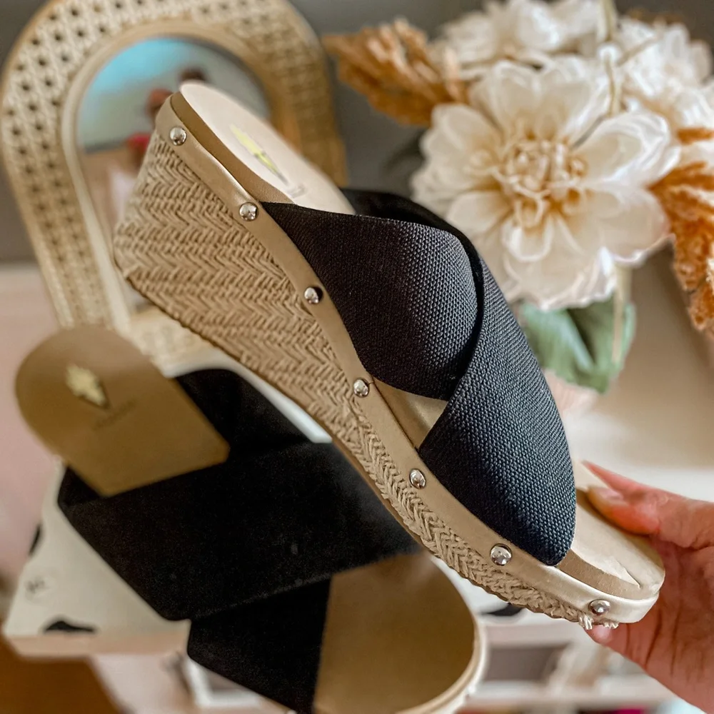 Volatile Black Wedge Sandal - Picture 2 of 2